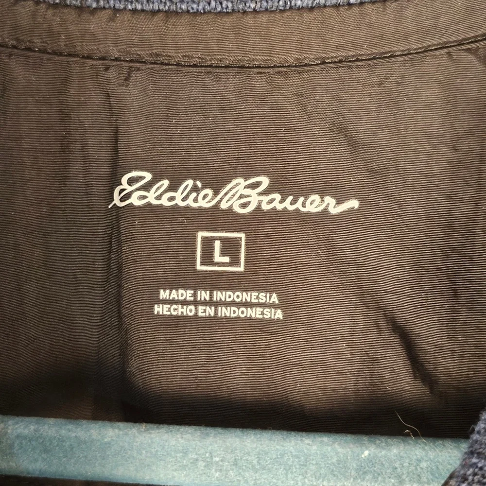 NWT Eddie Bauer Mens Heather Dress‎ Blues Full Zip Sweater Jacket Large